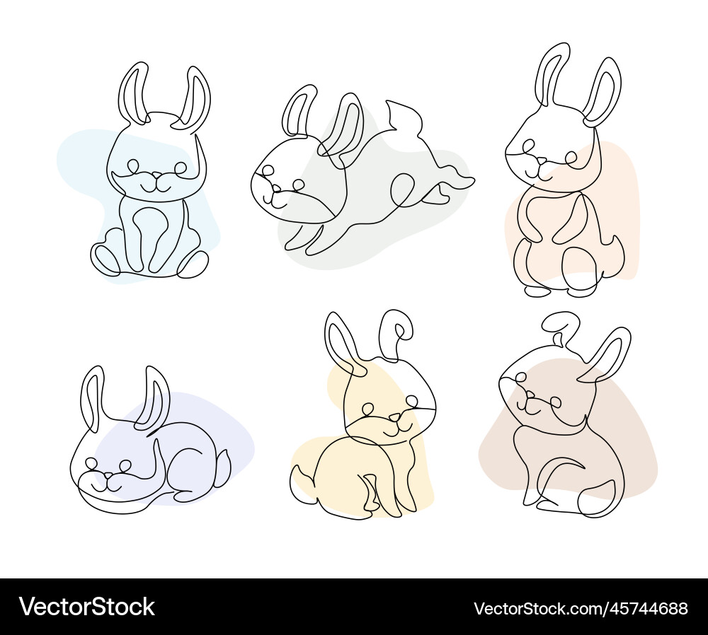 Set of line rabbits vector image
