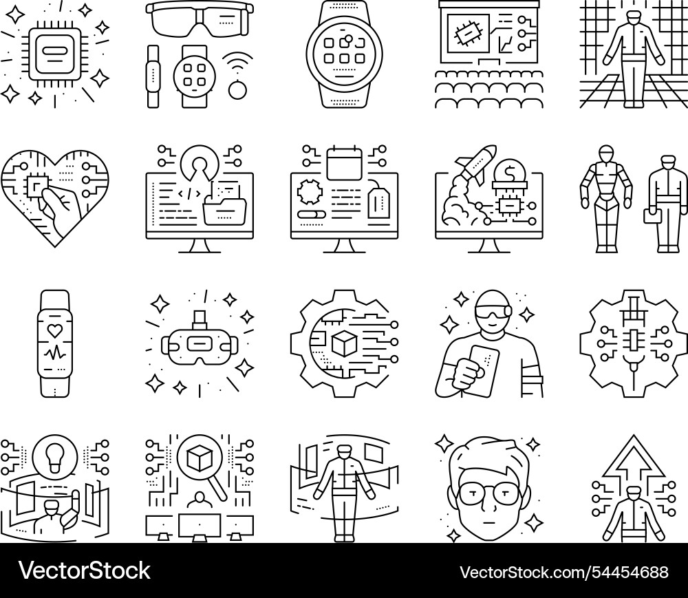 Tech enthusiast geek nerd man icons set Tech enthusiast geek nerd man icons set vector image