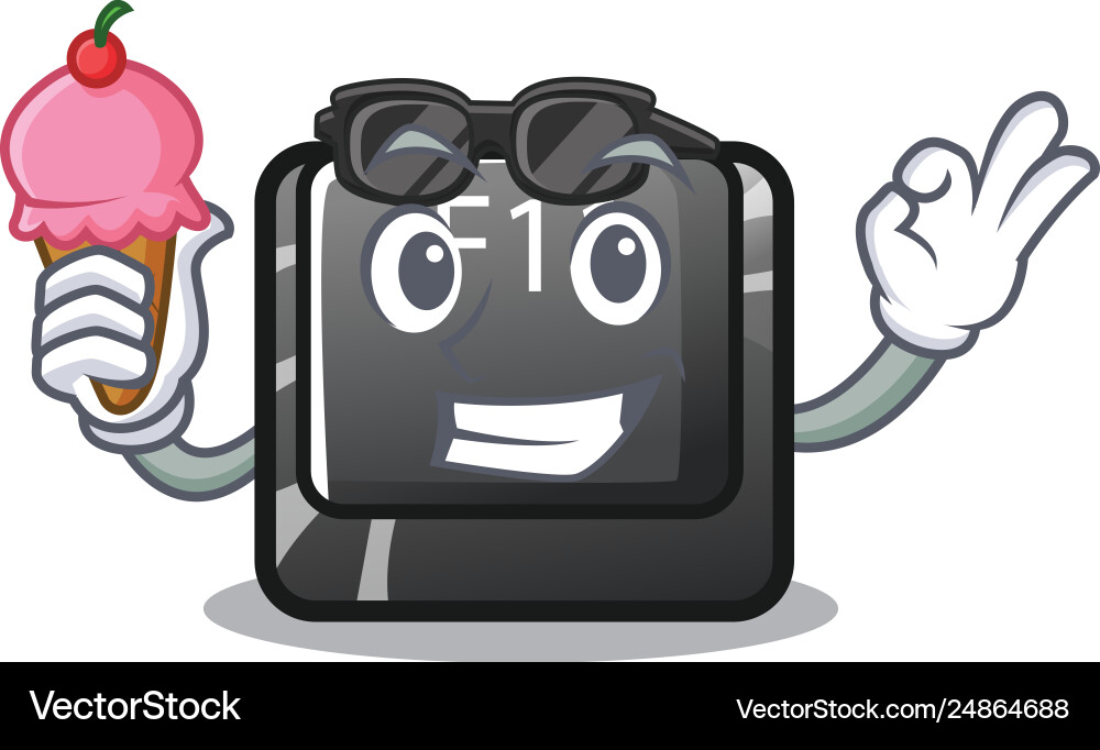 With ice cream f11 button in character shape With ice cream f11 button in character shape Vector Image