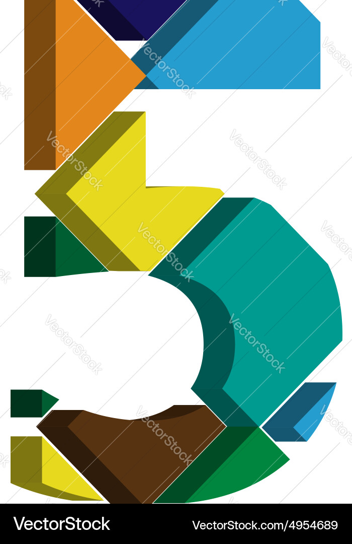 3d font number 5 vector image