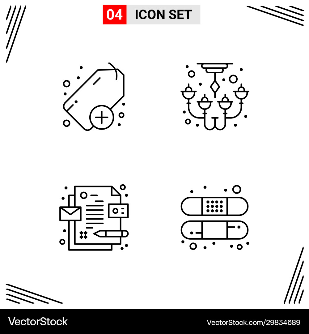 4 icons line style grid based creative outline 4 icons line style grid based creative outline vector image