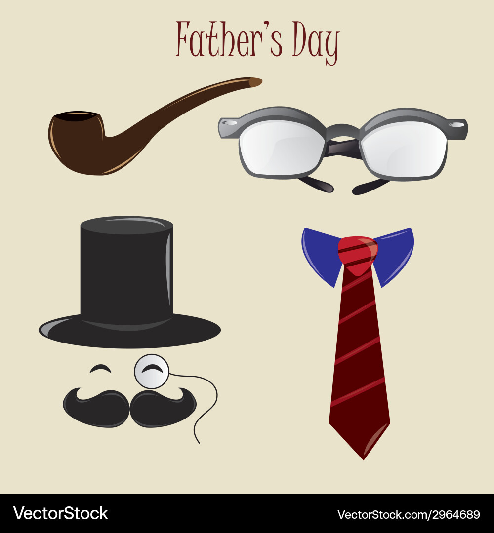 A set isolated objects related to fathers day Vector Image