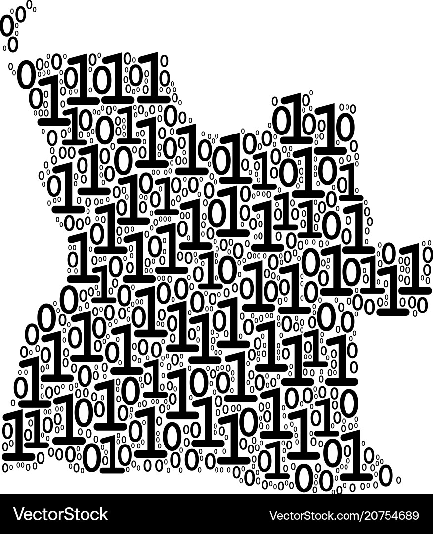 Angola map mosaic of binary digits vector image