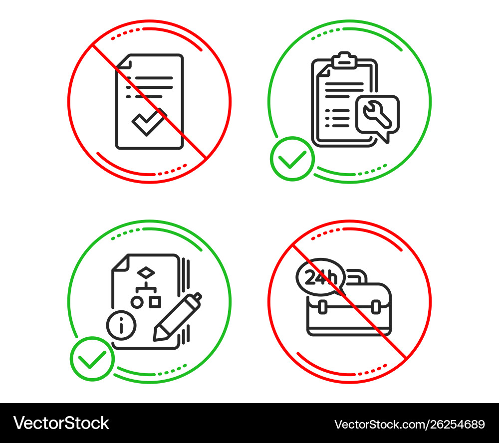 Approved checklist spanner and algorithm icons Approved checklist spanner and algorithm icons vector image