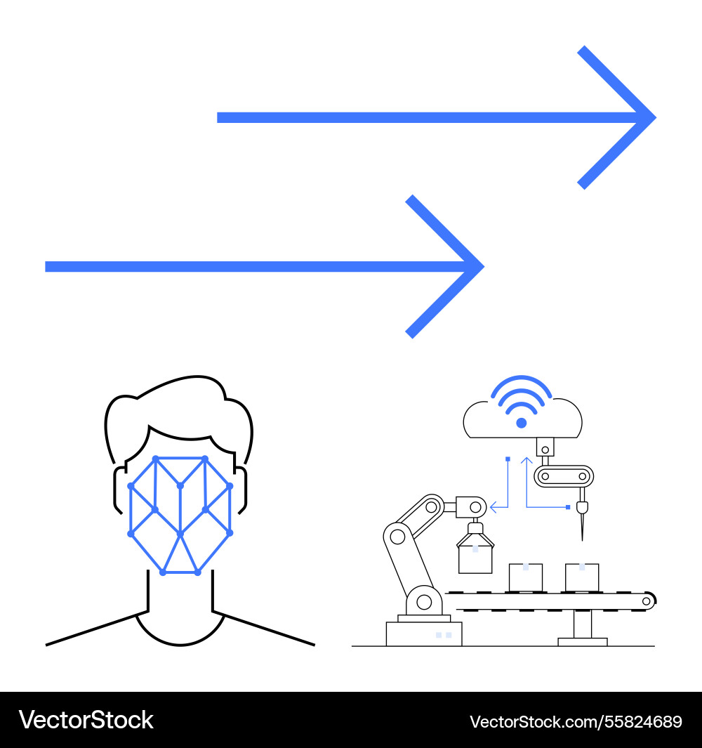 Artificial intelligence in face recognition Artificial intelligence in face recognition vector image
