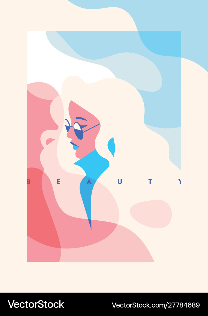 Blondie Model Portrait - Pink Fashion Vector Image