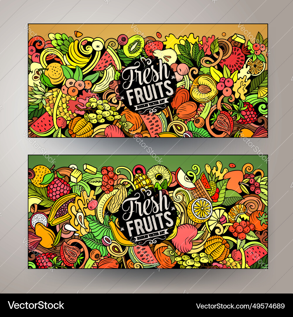 Cartoon doodle Set von frischen Obst-Banner Cartoon doodle Set von frischen Obst-Banner vektorbild
