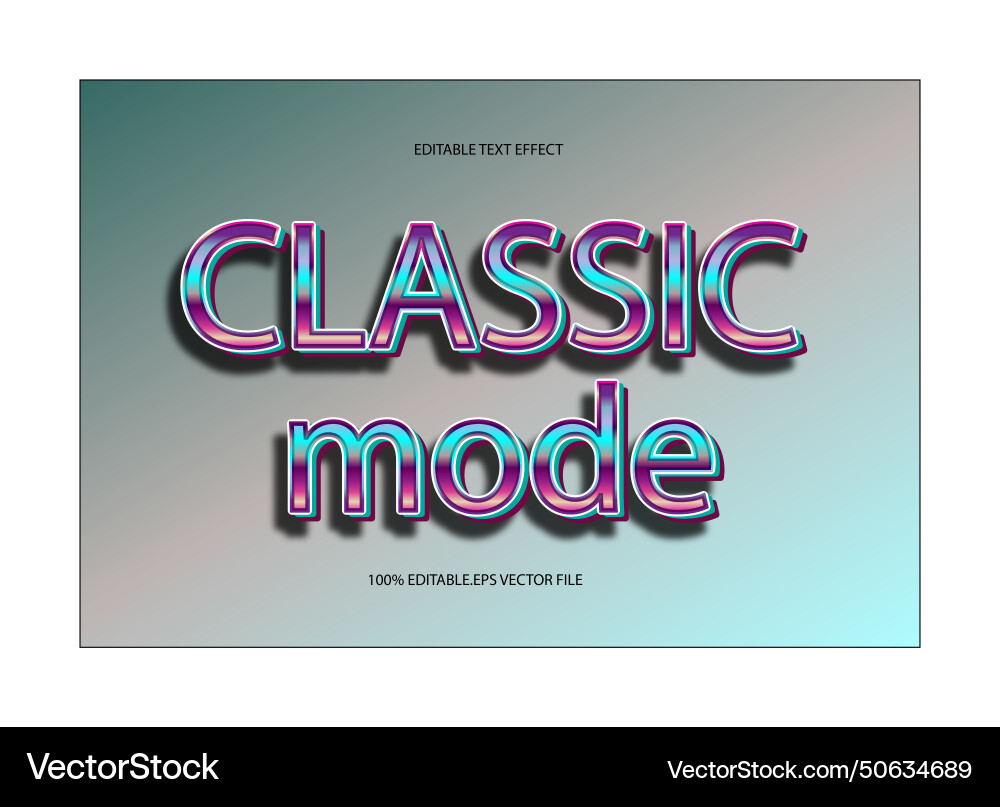 Classic mode editable text effect 3d emboss Vector Image