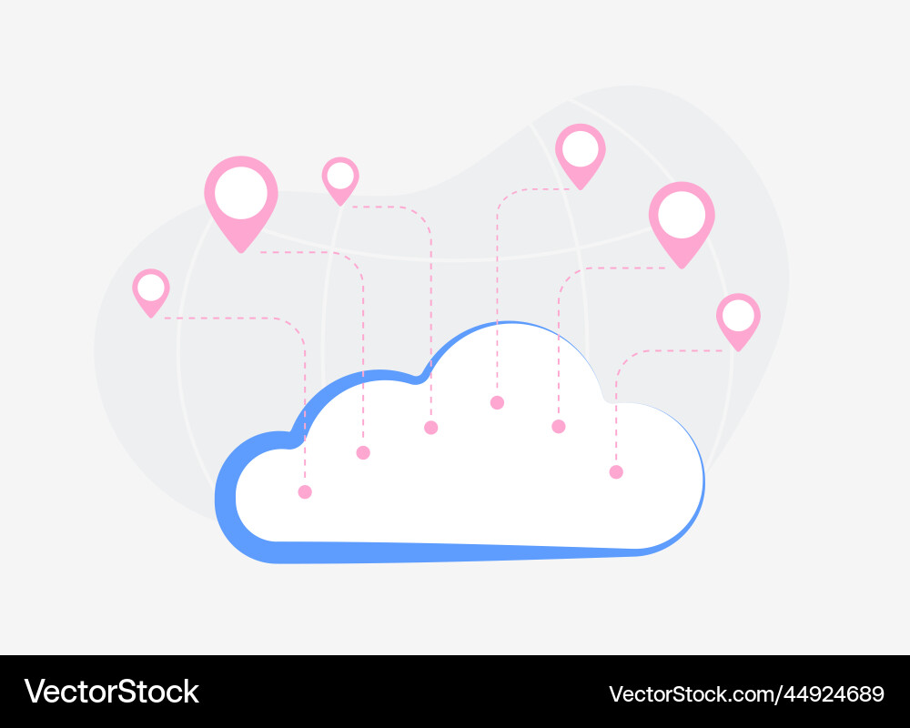 Cloud storage with multiple locations concept vector image