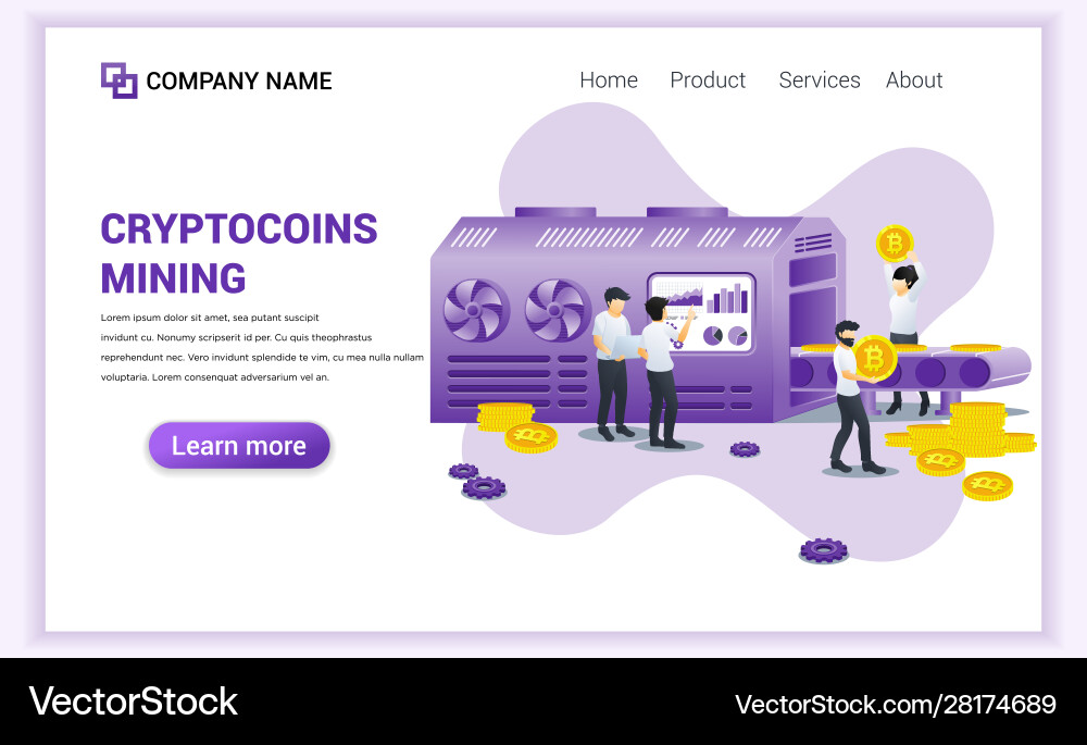 Crypto coins mining concept with people working Crypto coins mining concept with people working vector image