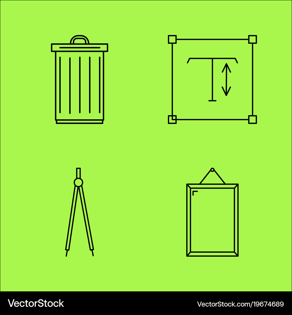 Design elements simple linear outline icon set vector image