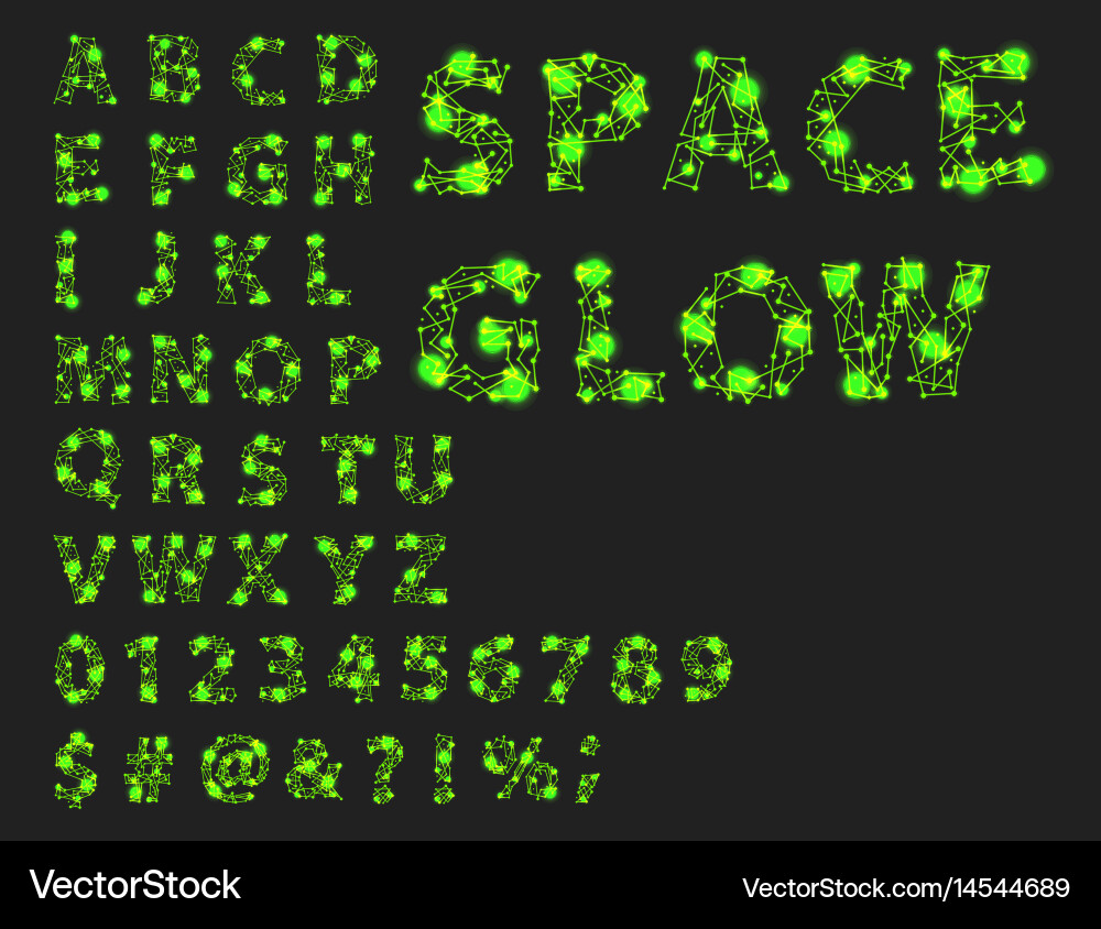 Font space alphabet typeface script with minimal vector image