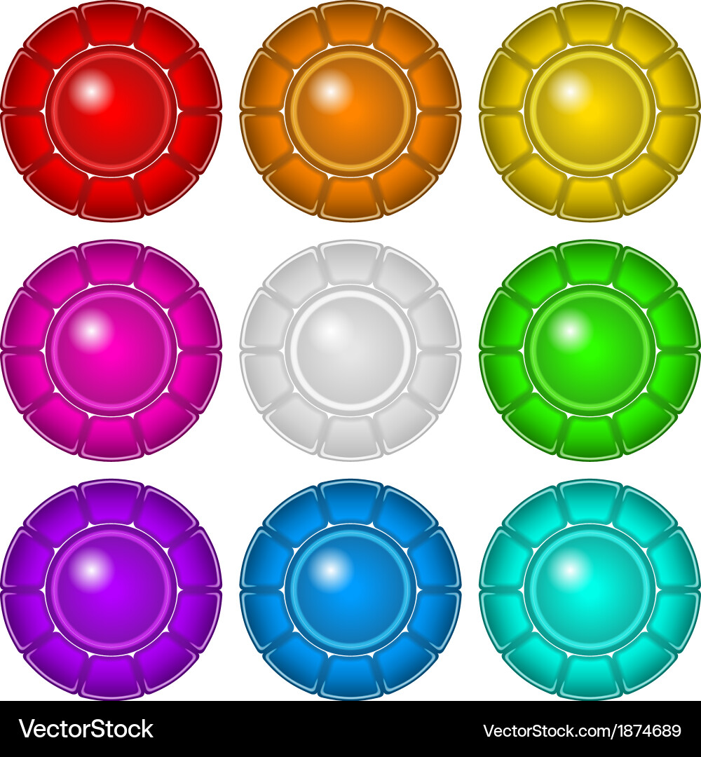 Glass buttons with frames set vector image