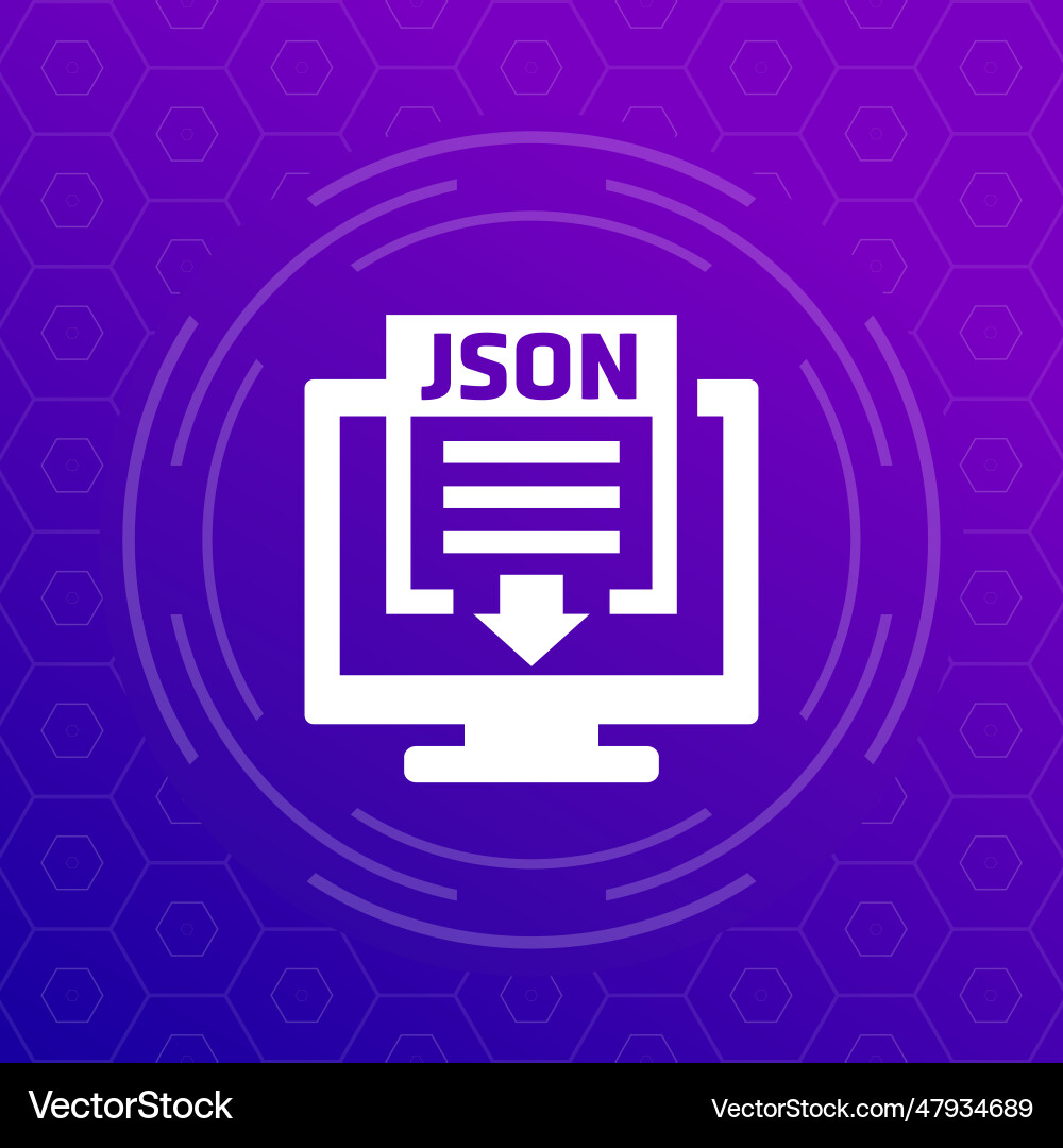 Json file download icon with computer vector image