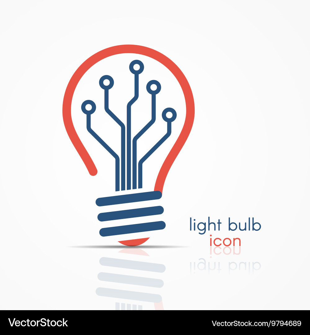 Light bulb idea icon with circuit board inside vector image