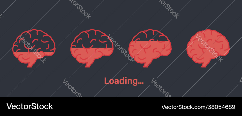 Loading brain icon boost concept knowledge Loading brain icon boost concept knowledge vector image
