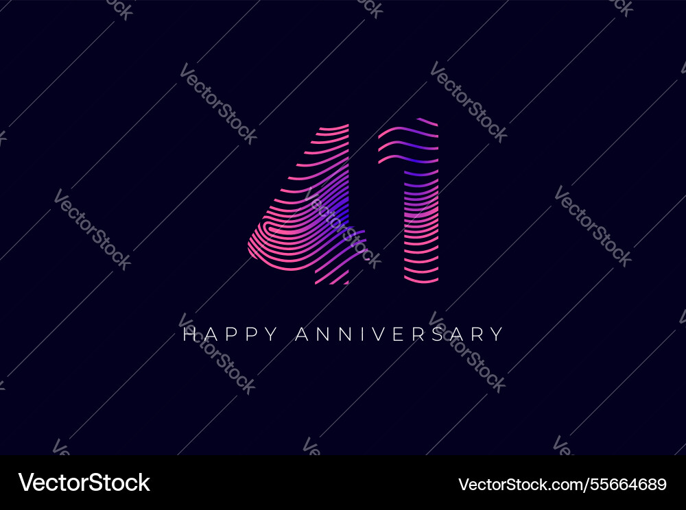Numeric design with line curve 41th happy Numeric design with line curve 41th happy vector image
