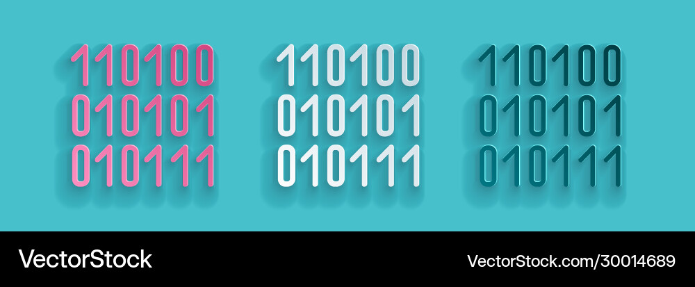 Paper cut binary code icon isolated on blue vector image
