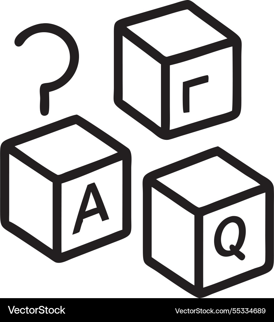 Questions mark word wooden cube block table vector image