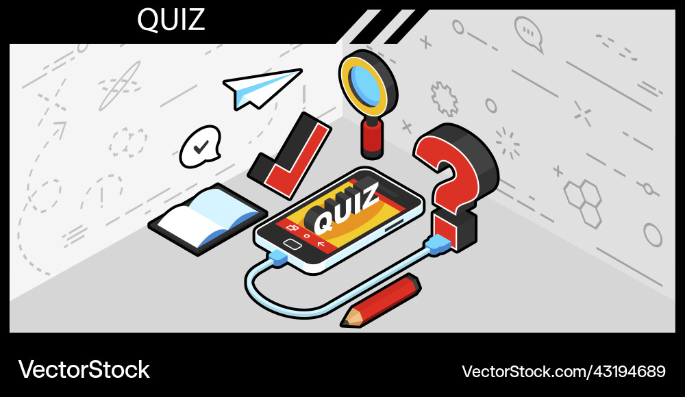 Quiz isometric design icon web 3d colorful Quiz isometric design icon web 3d colorful vector image
