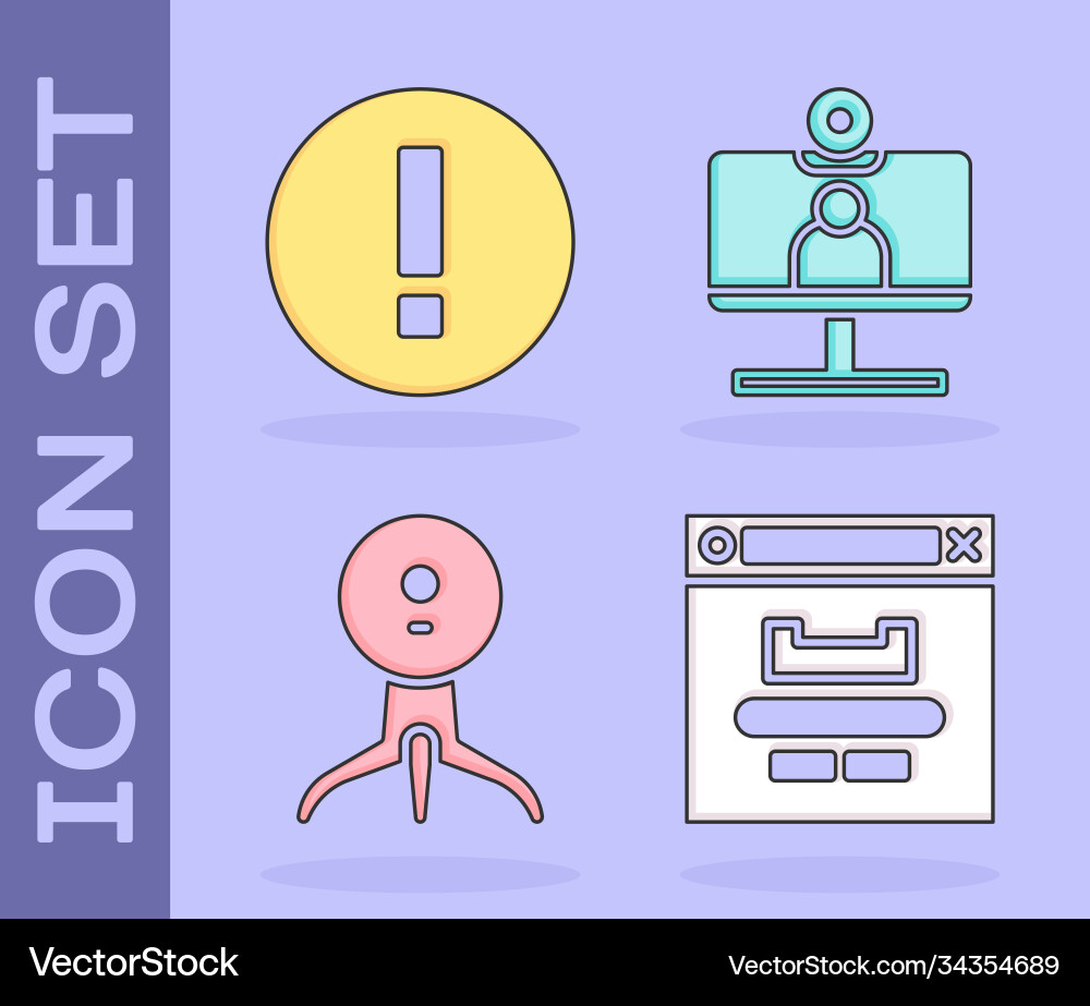 Set browser window information web camera vector image
