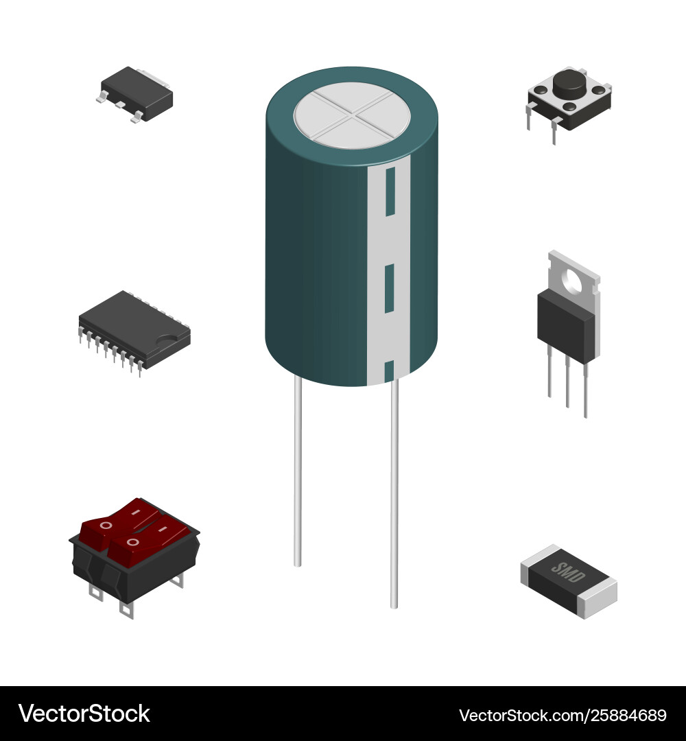 Set different 3d electronic components Set different 3d electronic components vector image