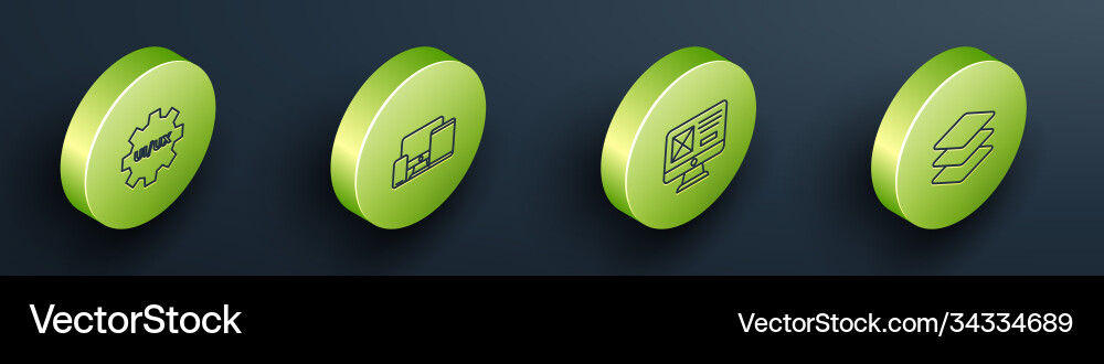 Set isometric line ui or ux design monitor Set isometric line ui or ux design monitor vector image
