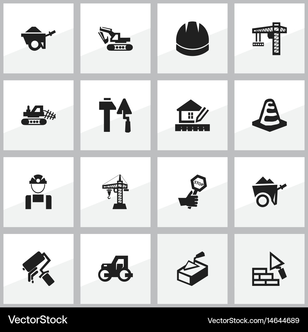Set of 16 editable structure icons includes vector image