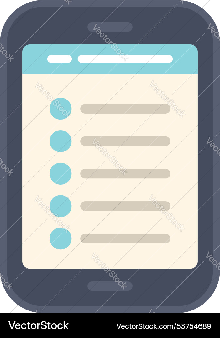 Smartphone showing checklist app for organizing Smartphone showing checklist app for organizing vector image