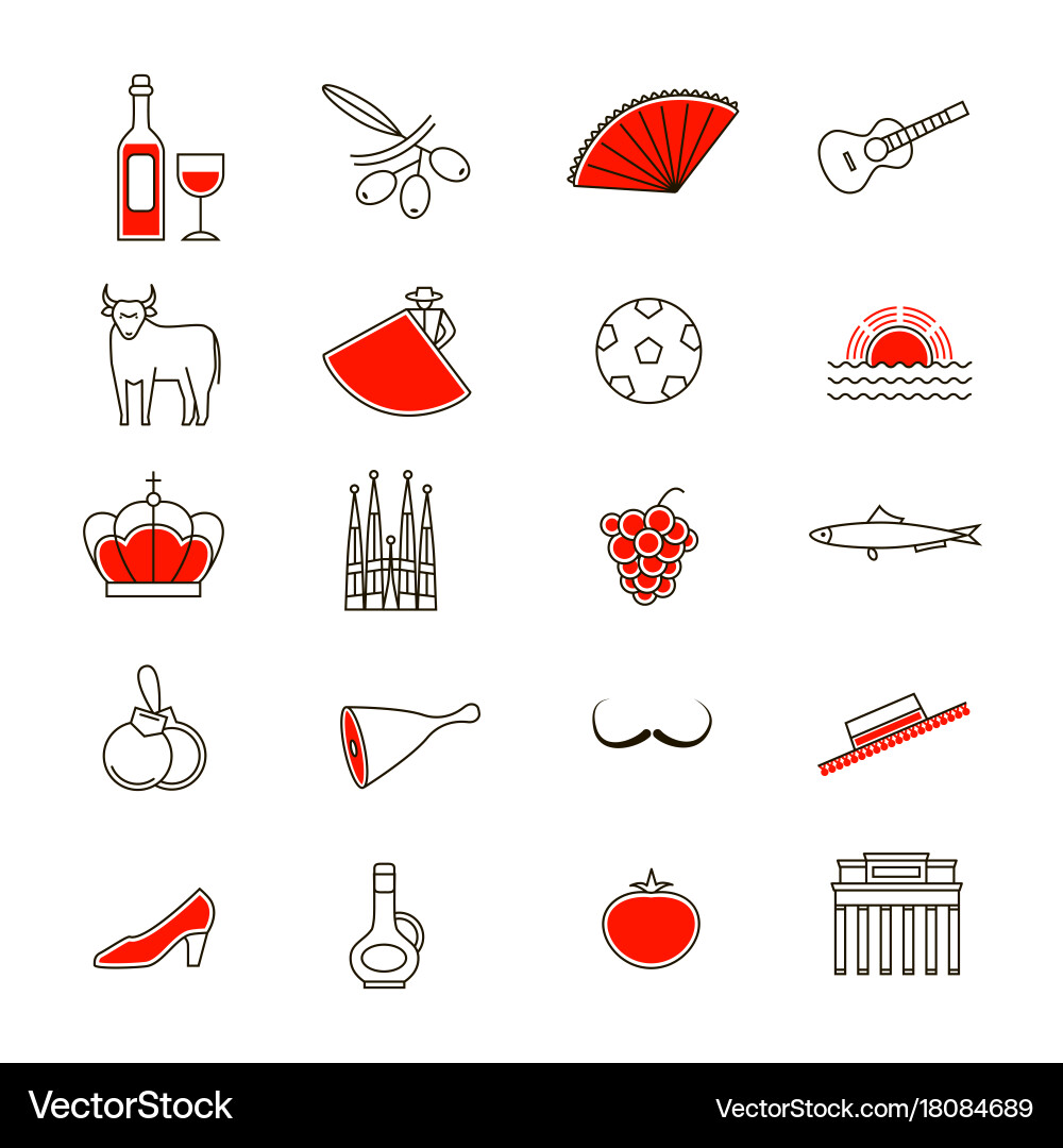 Spain Icon Set - National Symbols – Royalty-Free Vector | VectorStock, image size:1000x1080
