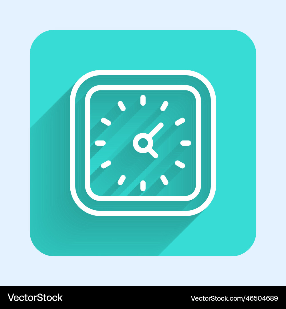 White line clock icon isolated with long shadow White line clock icon isolated with long shadow Vector Image