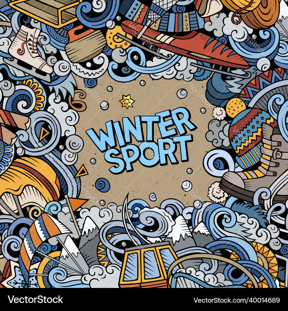 Winter sports hand drawn doodles Winter sports hand drawn doodles vector image