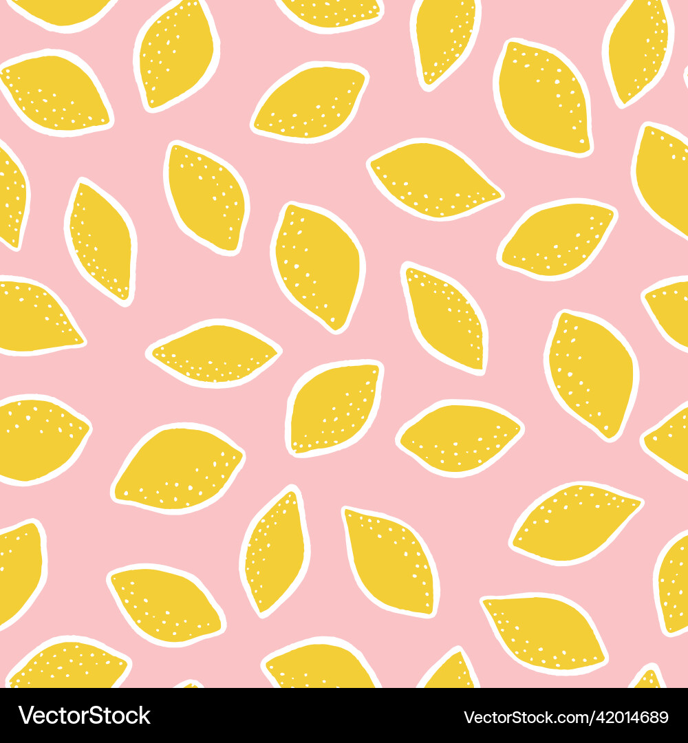 Yellow lemon repeat pattern design in pink Yellow lemon repeat pattern design in pink vector image