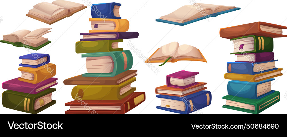 Buchstapel und einzeln geschlossen offen Buchstapel und einzeln geschlossen offen vektorbild