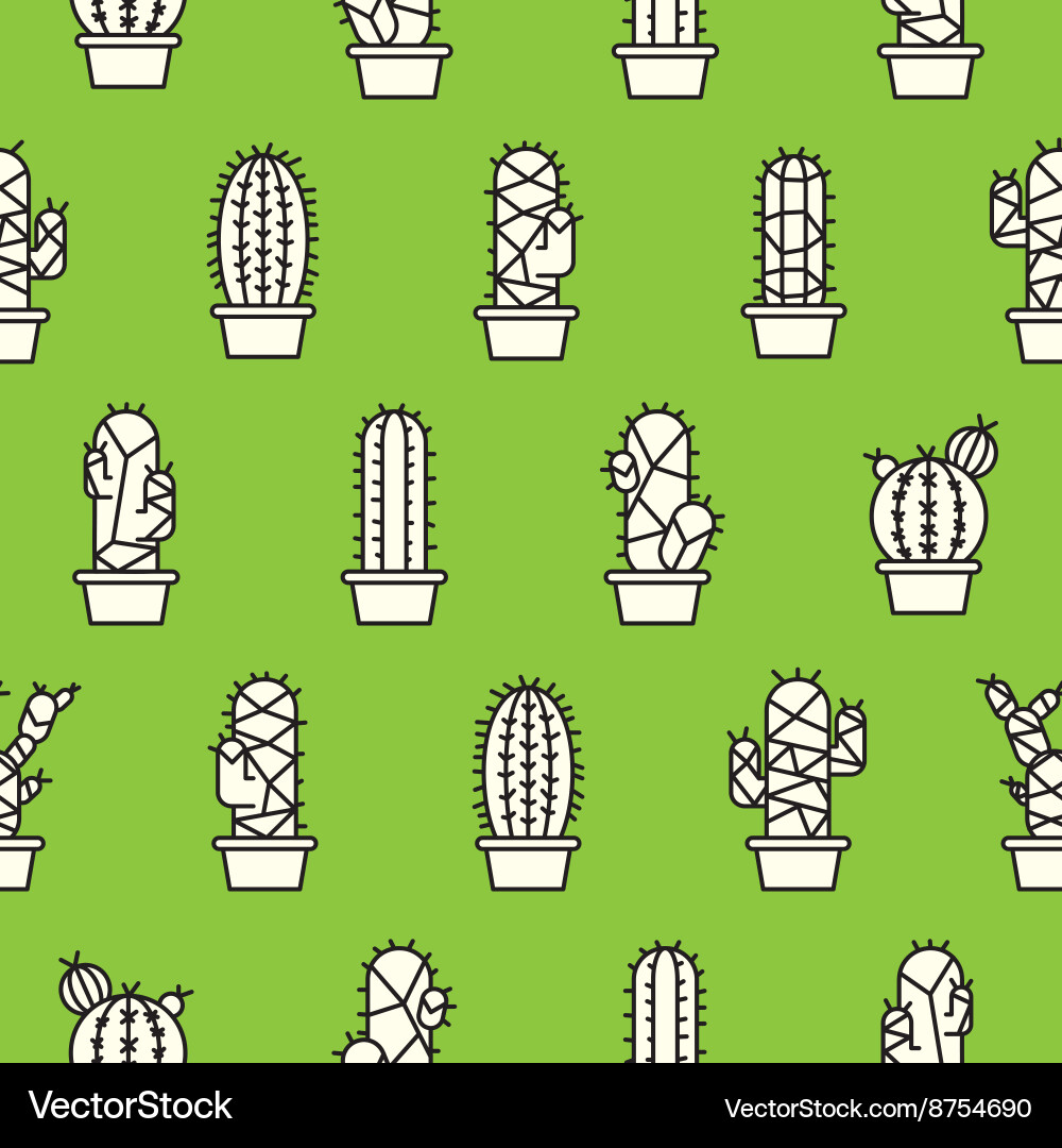 Cactus seamless pattern background Royalty Free Vector Image