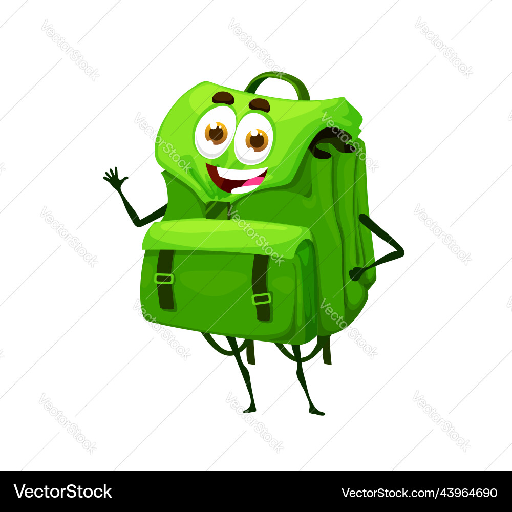 Cartoon süße grüne Schultasche Charakter Rucksack Cartoon süße grüne Schultasche Charakter Rucksack vektorbild
