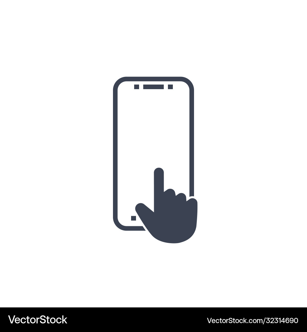 Click button on screen smartphone symbol in flat vector image