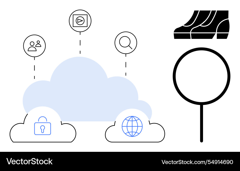 Cloud computing with security network and search Cloud computing with security network and search vector image