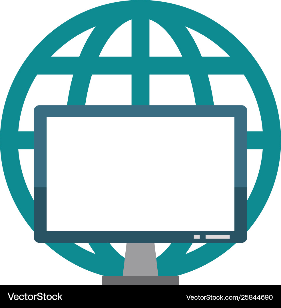 Computer hardware screen with global sphere symbol Computer hardware screen with global sphere symbol vector image