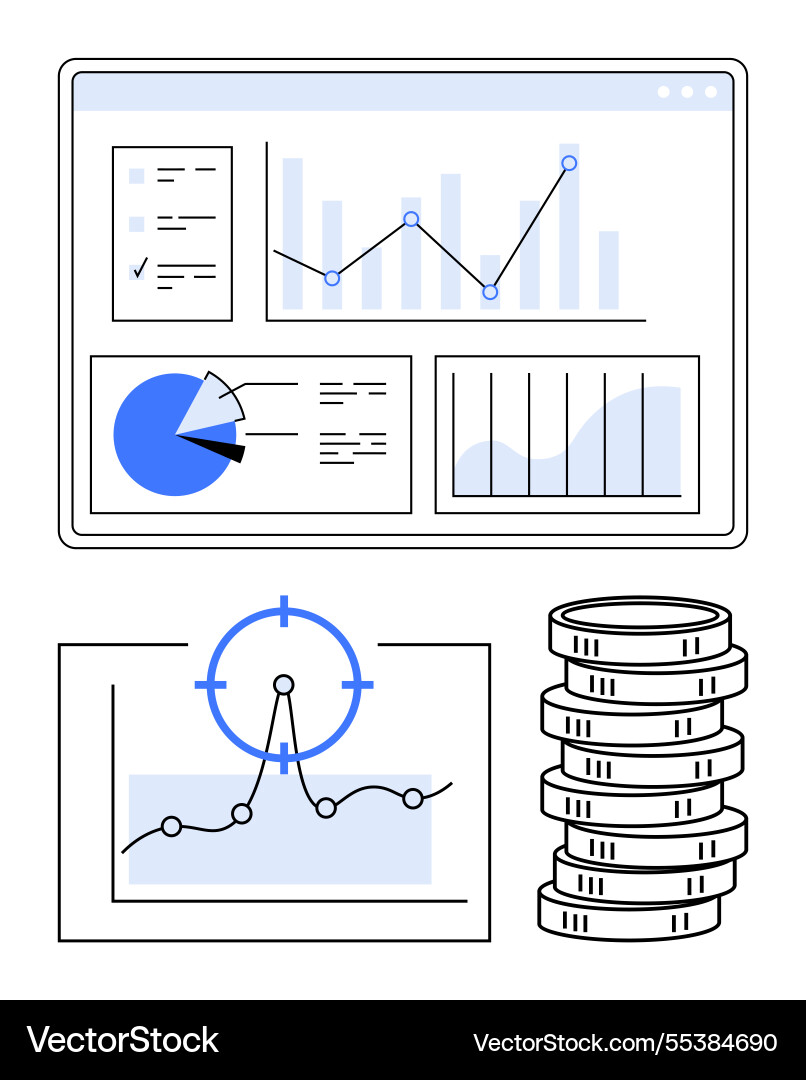 Data analytics dashboard with graphs pie charts Data analytics dashboard with graphs pie charts vector image