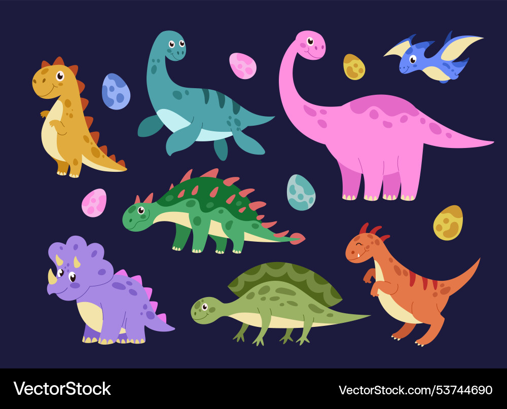 Dinosaur niedlichen Cartoon Dino mit Eiern Dinosaur niedlichen Cartoon Dino mit Eiern vektorbild