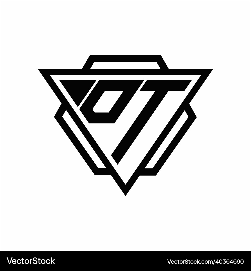 Dt logo monogram with triangle and hexagon vector image