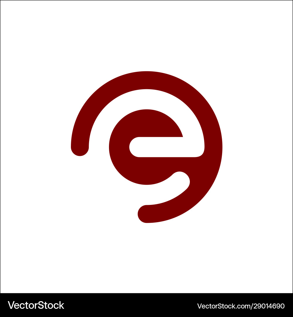 E Initial Logo - Rounded Negative Space Vector Image