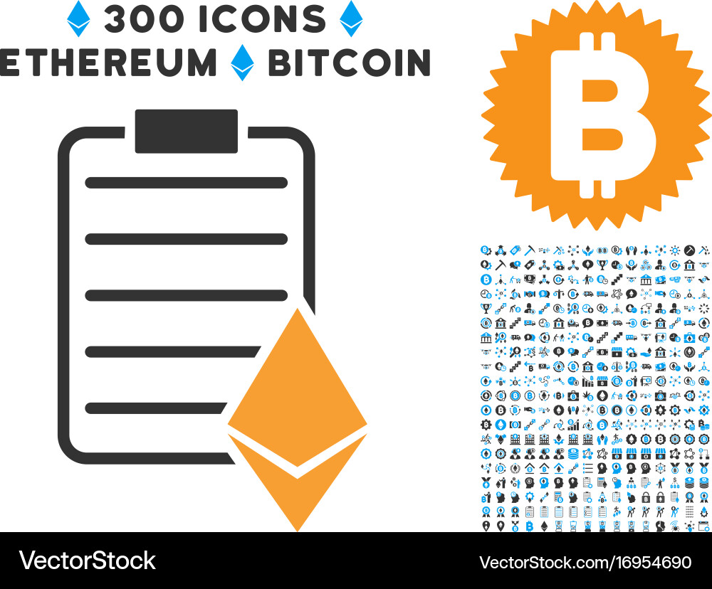 Ethereum contract flat icon with collection Vector Image
