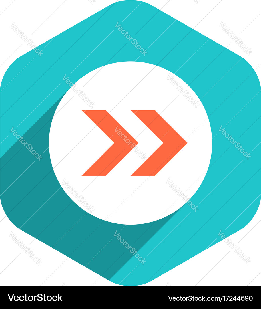 Flat arrow sign round icon hexagon button Vector Image