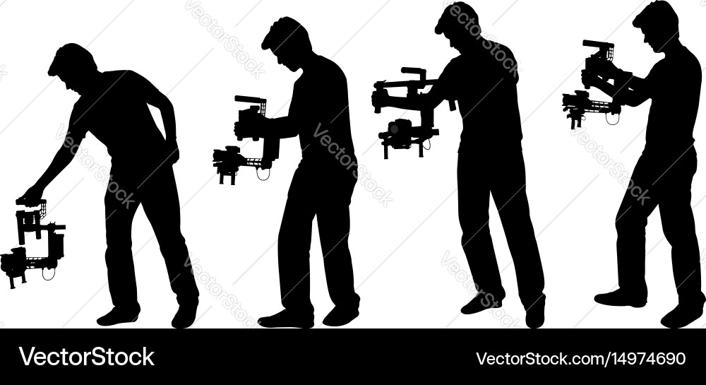Handheld SteadyCam Videography Silhouettes Vector Image