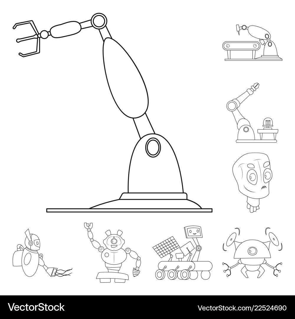 Isolated object of robot and factory sign Isolated object of robot and factory sign vector image