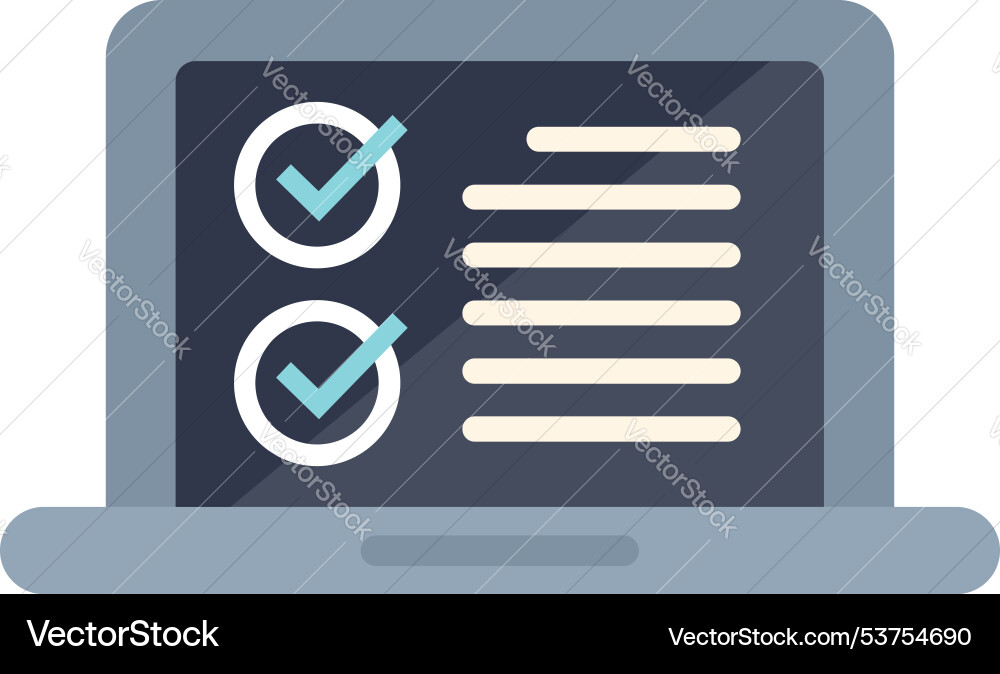 Laptop displaying checklist with checkmarks Laptop displaying checklist with checkmarks vector image