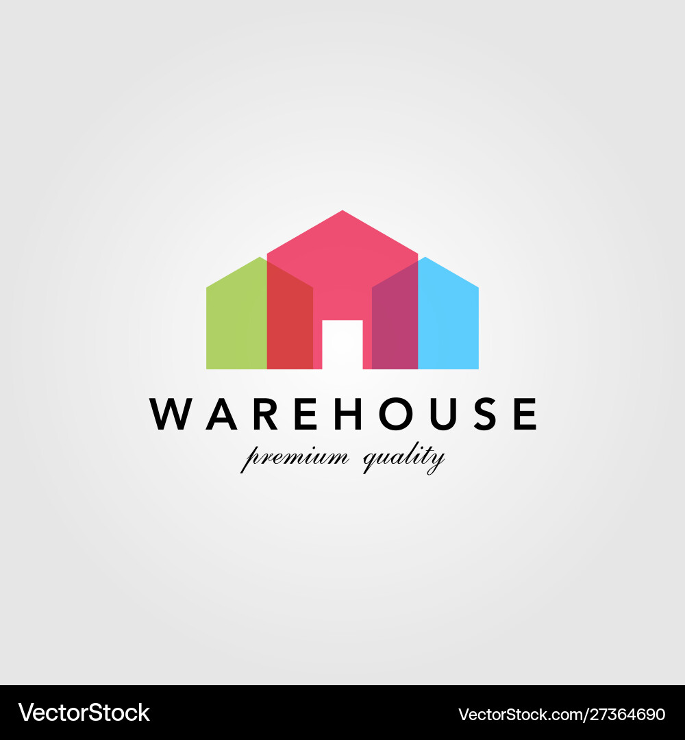 Modern warehouse barn building colorful logo vector image