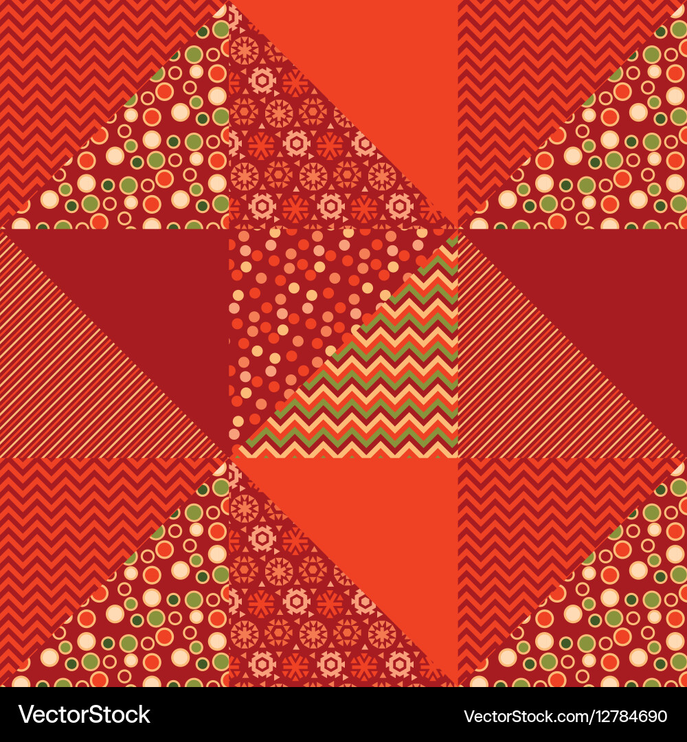 Red xmas abstract background in patchwork style vector image